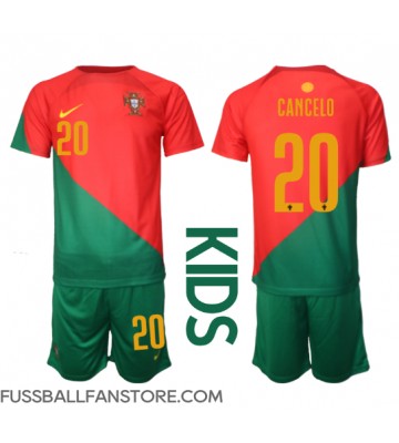 Portugal Joao Cancelo #20 Replik Heimtrikot Kinder WM 2022 Kurzarm (+ Kurze Hosen)